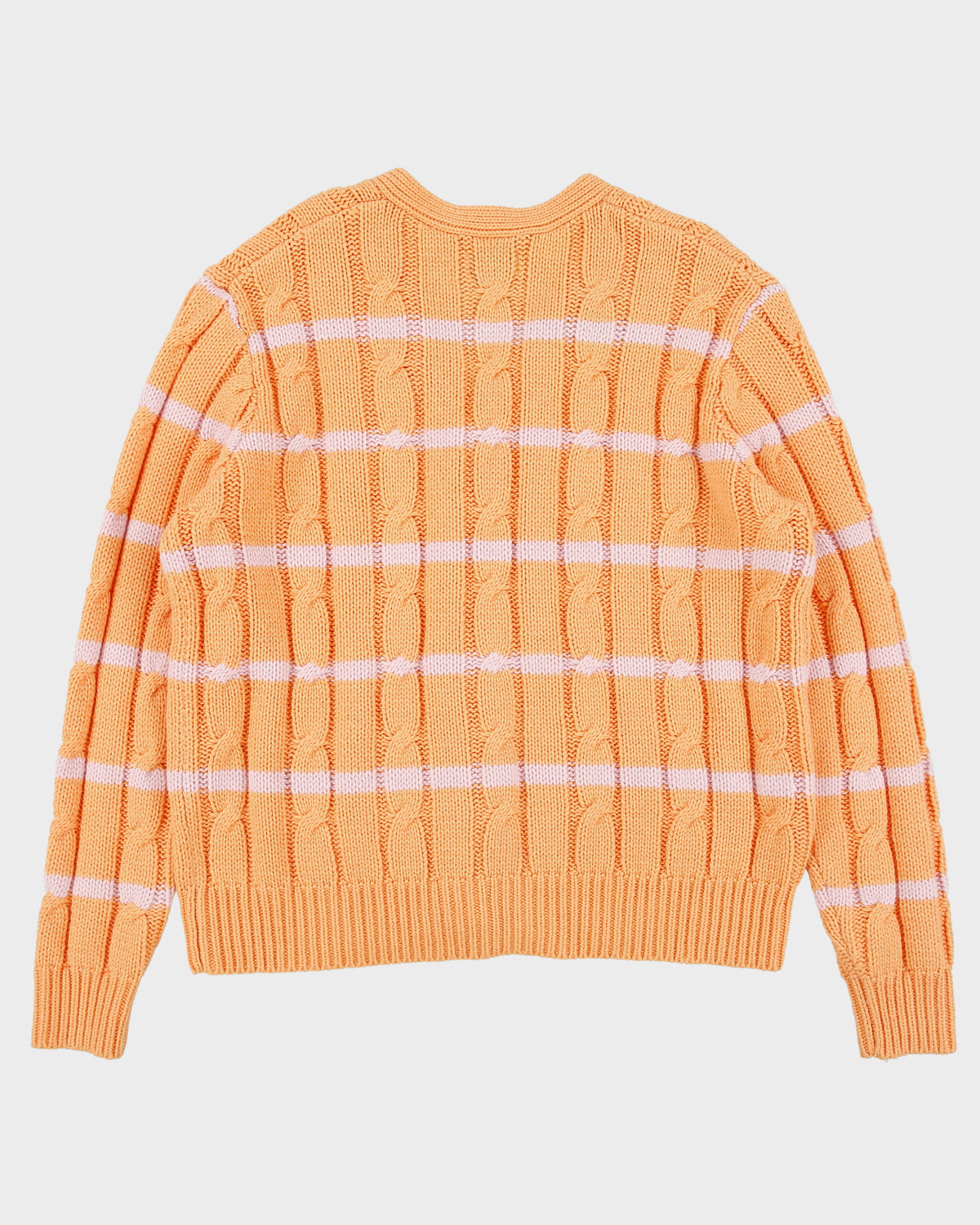 F/W 2022 GOLF WANG Apricot Grand Logo Wool Blend Cable Knit Striped Cardigan - M