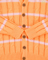 F/W 2022 GOLF WANG Apricot Grand Logo Wool Blend Cable Knit Striped Cardigan - M