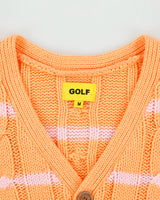 F/W 2022 GOLF WANG Apricot Grand Logo Wool Blend Cable Knit Striped Cardigan - M