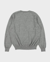 Maerz Muenchen Marl Grey Merino Wool Knit V-Neck Jumper - L