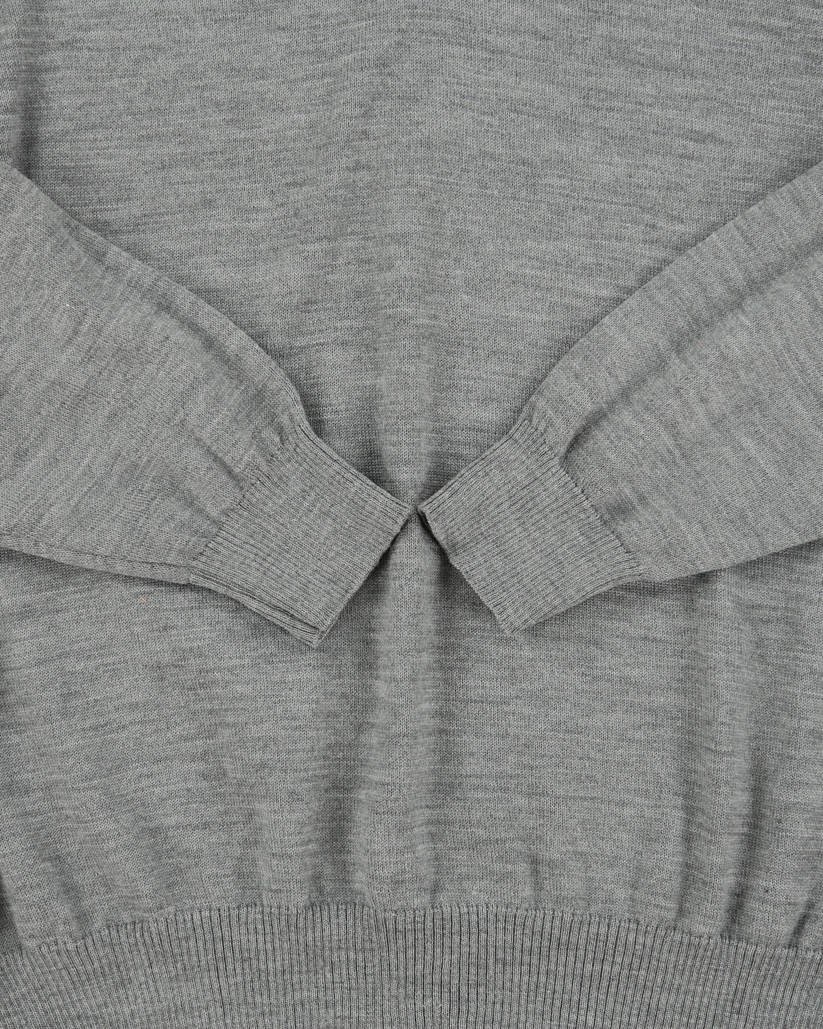 Maerz Muenchen Marl Grey Merino Wool Knit V-Neck Jumper - L