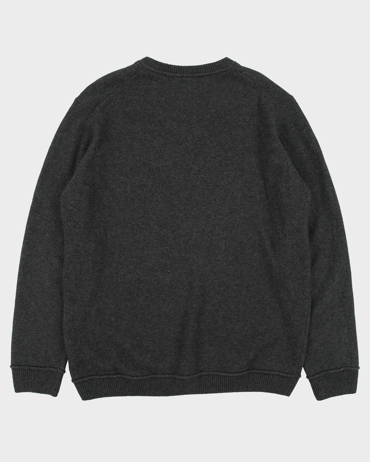 Vintage Hugo Boss Marl Grey Yak Wool Blend Knit Daffino V-Neck Jumper - XXL