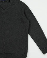 Vintage Hugo Boss Marl Grey Yak Wool Blend Knit Daffino V-Neck Jumper - XXL
