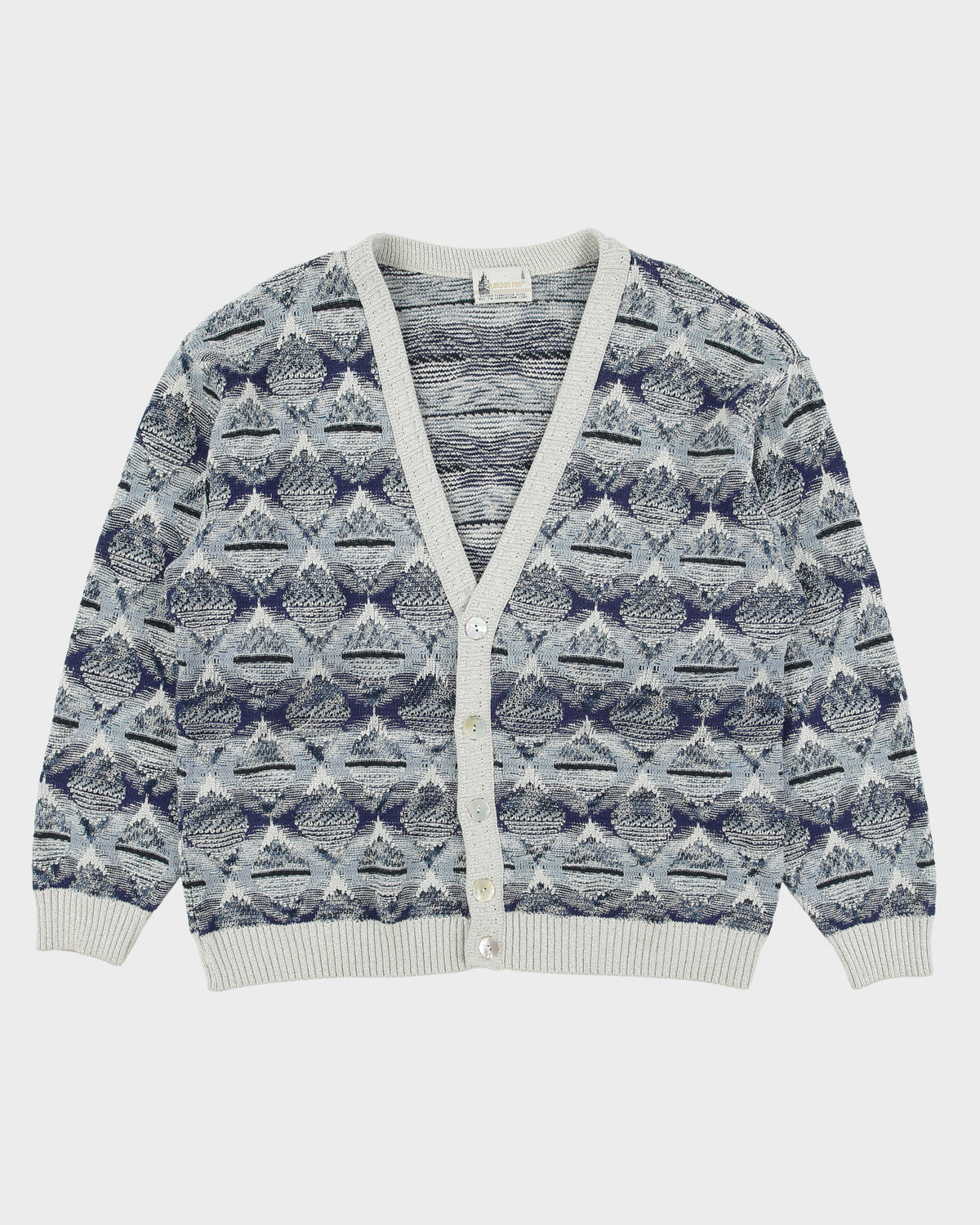 Vintage 1990s London Fog Abstract Textured Knit Cardigan - L