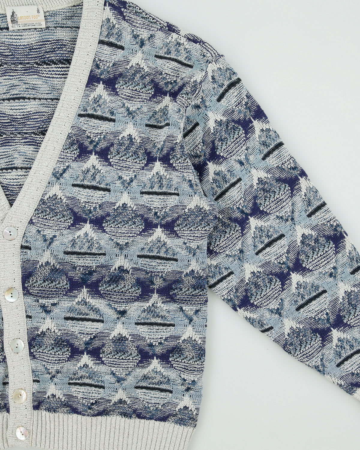 Vintage 1990s London Fog Abstract Textured Knit Cardigan - L