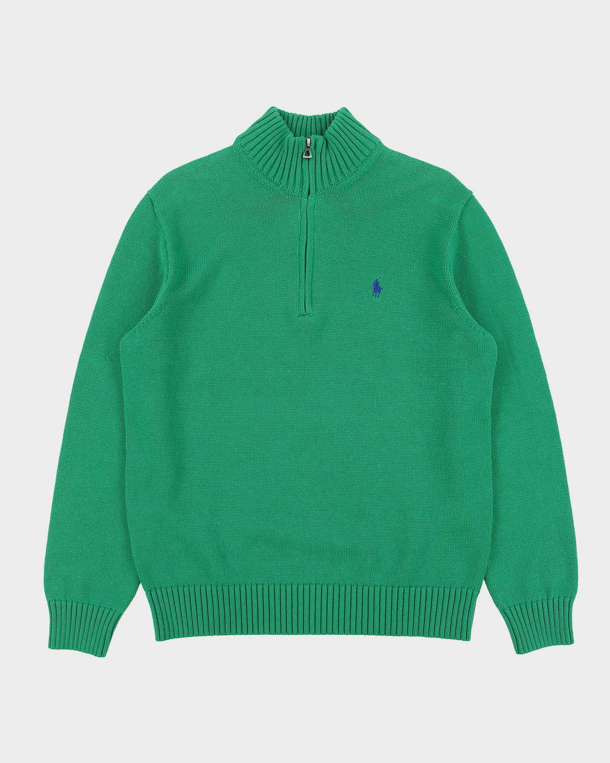 Vintage Polo Ralph Lauren Classic Knit Funnel Neck Quarter-Zip Jumper - L