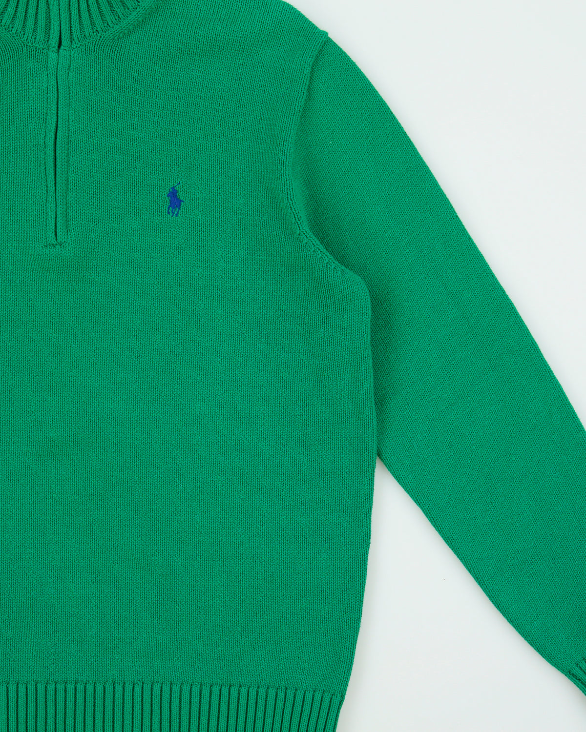 Vintage Polo Ralph Lauren Classic Knit Funnel Neck Quarter-Zip Jumper - L