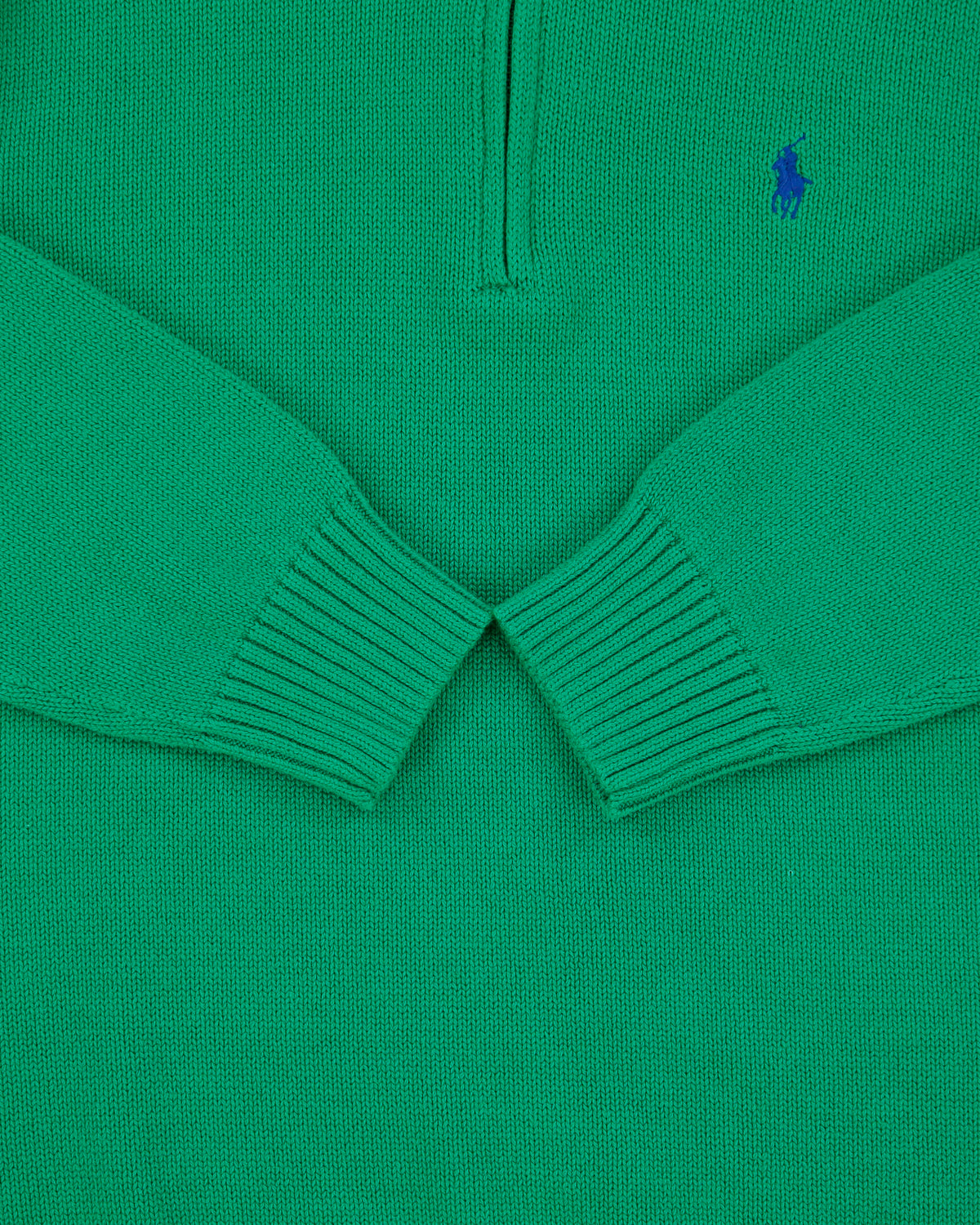 Vintage Polo Ralph Lauren Classic Knit Funnel Neck Quarter-Zip Jumper - L