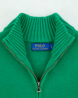 Vintage Polo Ralph Lauren Classic Knit Funnel Neck Quarter-Zip Jumper - L