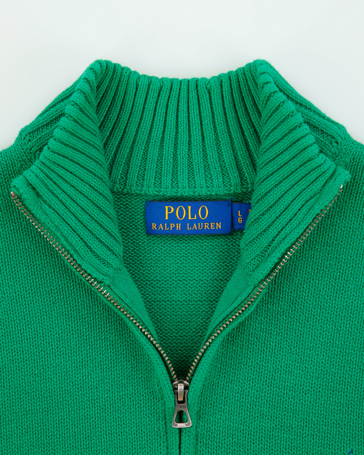 Vintage Polo Ralph Lauren Classic Knit Funnel Neck Quarter-Zip Jumper - L