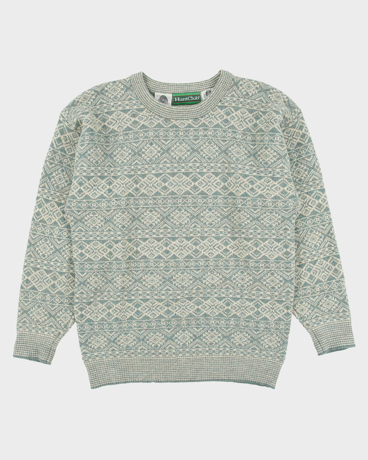 Vintage 1980s Hunt Club Fair Isle Wool Knit Jumper - M