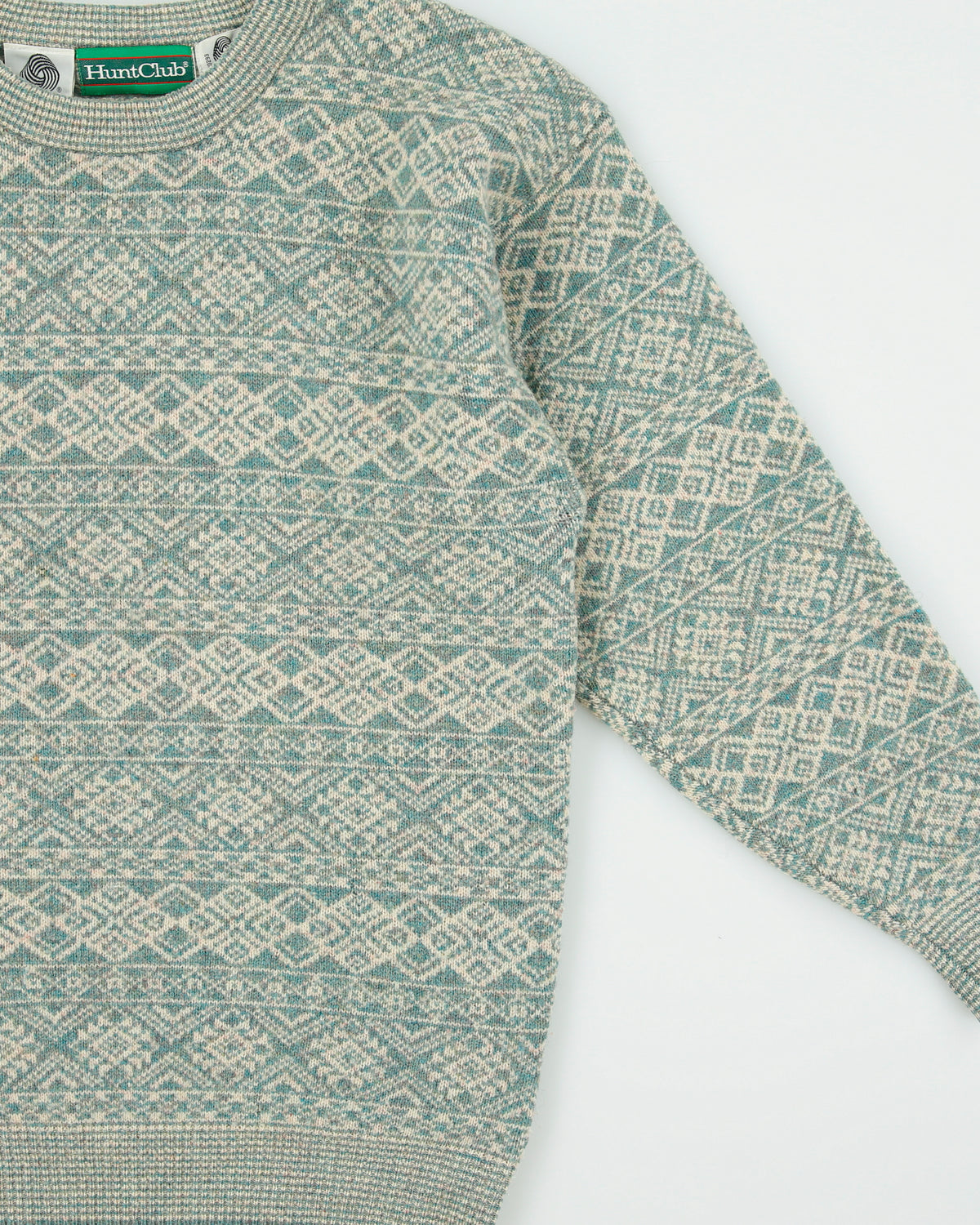 Vintage 1980s Hunt Club Fair Isle Wool Knit Jumper - M