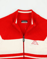 Vintage Kappa Embroidered Stripe Knit Zip-Up Cardigan - XL