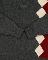 Vintage 1980s Sears Lambswool V-neck Argyle Knit Jumper - S