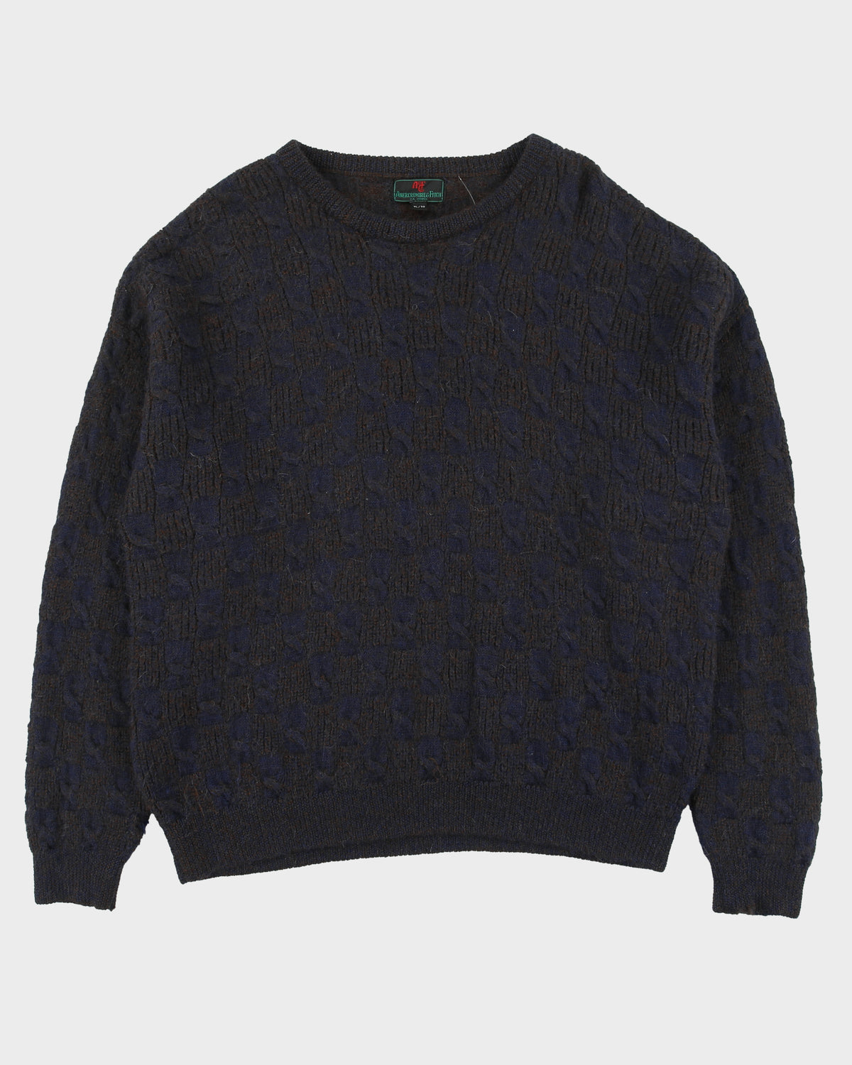 Vintage 1980s Abercrombie &amp; Fitch Peruvian Alpaca Woven Knit Chunky Crewneck Jumper - XL