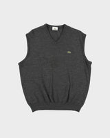 Vintage Y2K 00s Lacoste Marl Grey Wool V-Neck Tank Knit Sweater Vest - XL