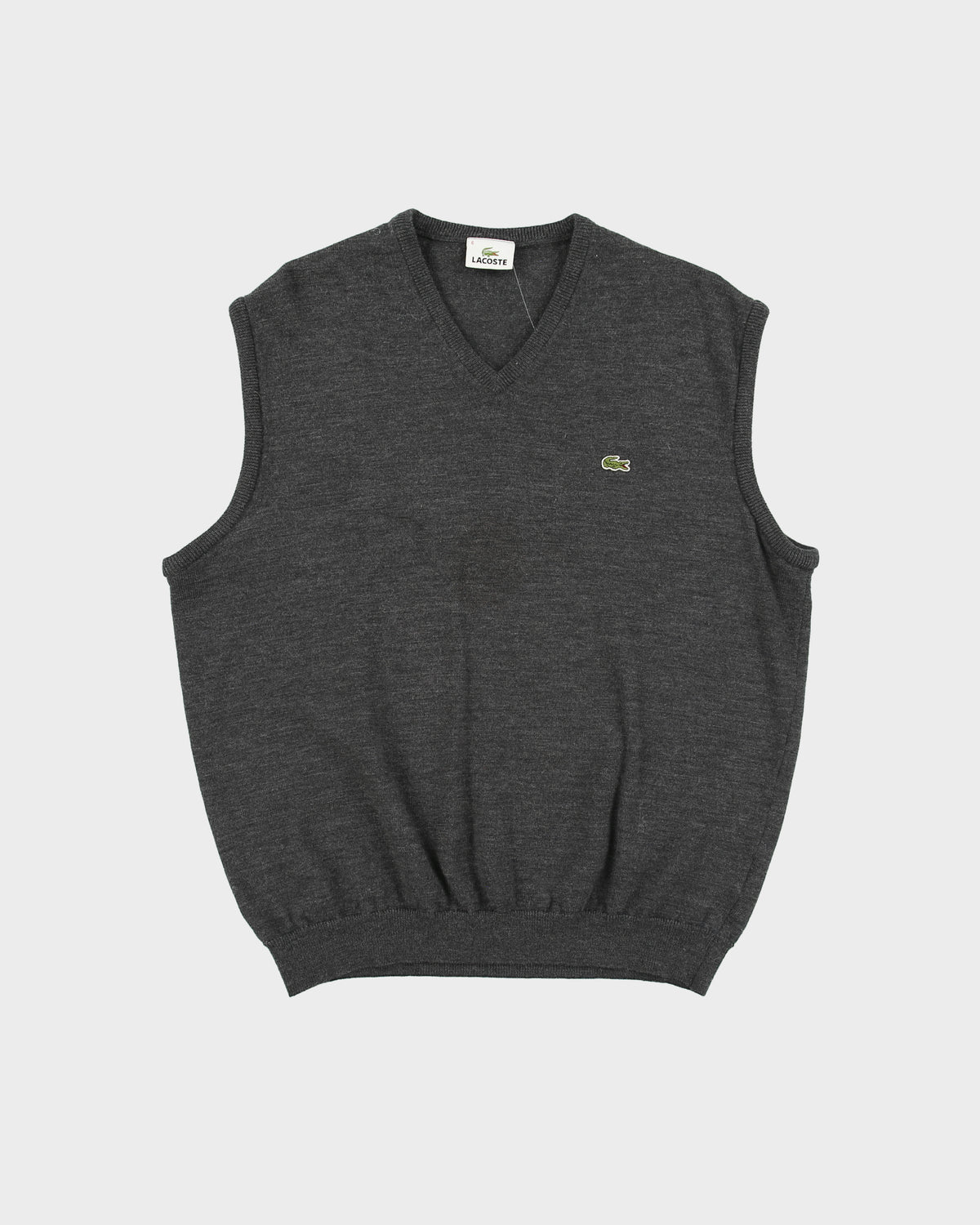 Vintage Y2K 00s Lacoste Marl Grey Wool V-Neck Tank Knit Sweater Vest - XL