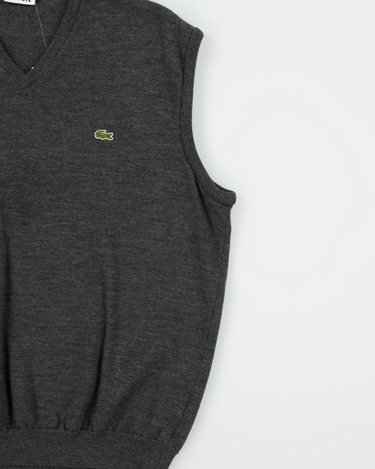 Vintage Y2K 00s Lacoste Marl Grey Wool V-Neck Tank Knit Sweater Vest - XL