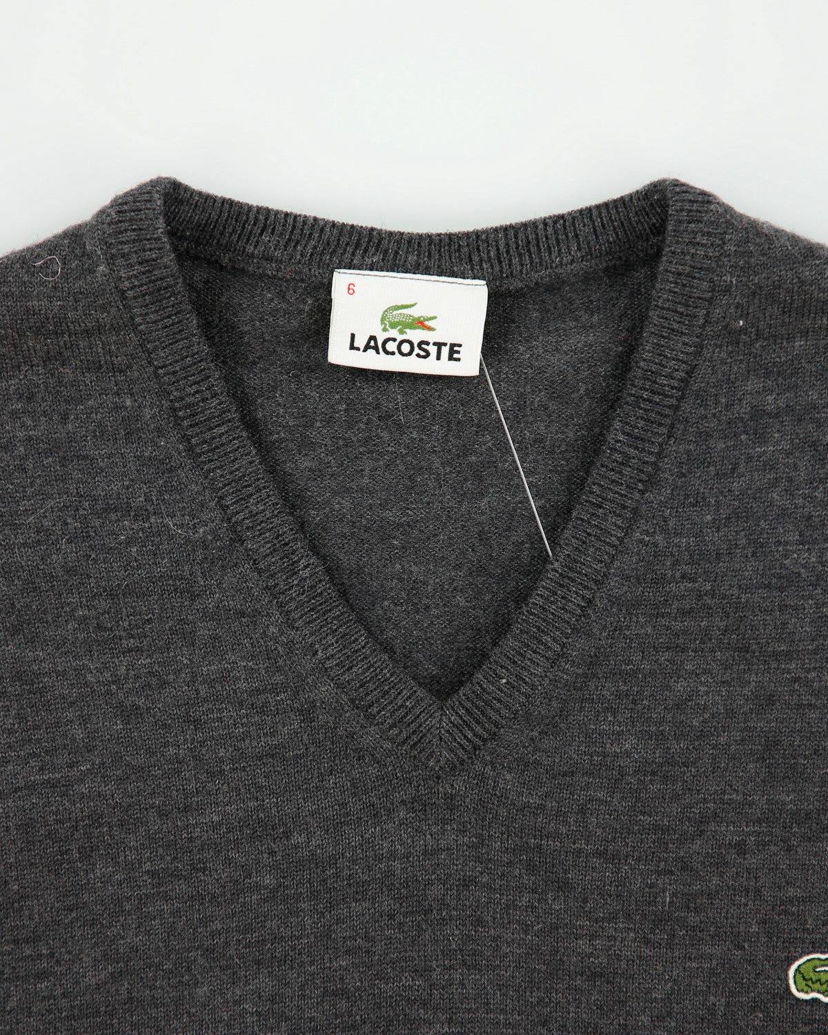 Vintage Y2K 00s Lacoste Marl Grey Wool V-Neck Tank Knit Sweater Vest - XL