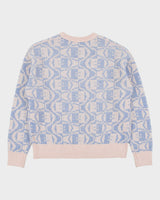 Acne Studios Katch 2 Tone Face Wool Knit Faded Pink Melange/Light Blue Crewneck Jumper - S