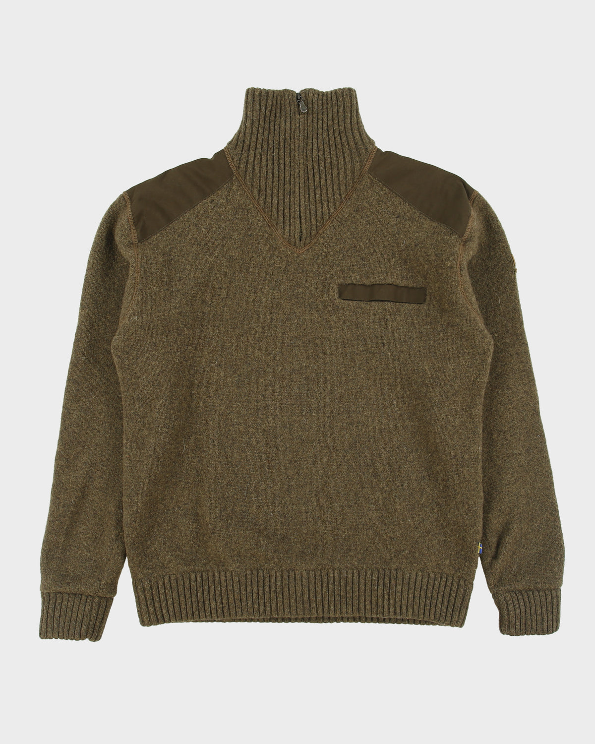 Vintage Fjall Raven Wool Zip Neck Chunky Knit Jumper - L