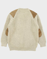 Vintage 1990s Mascot Wool Knit Suede Patch Made In England Chunky Crewneck Jumper - XXL