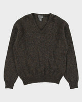 Vintage 1990s Eaton Speckled Wool Knit V-Neck Jumper - XL