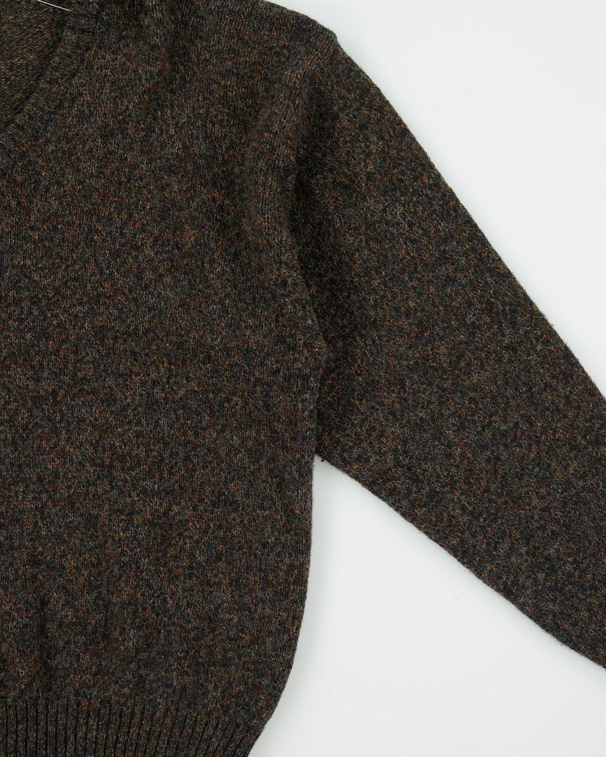 Vintage 1990s Eaton Speckled Wool Knit V-Neck Jumper - XL