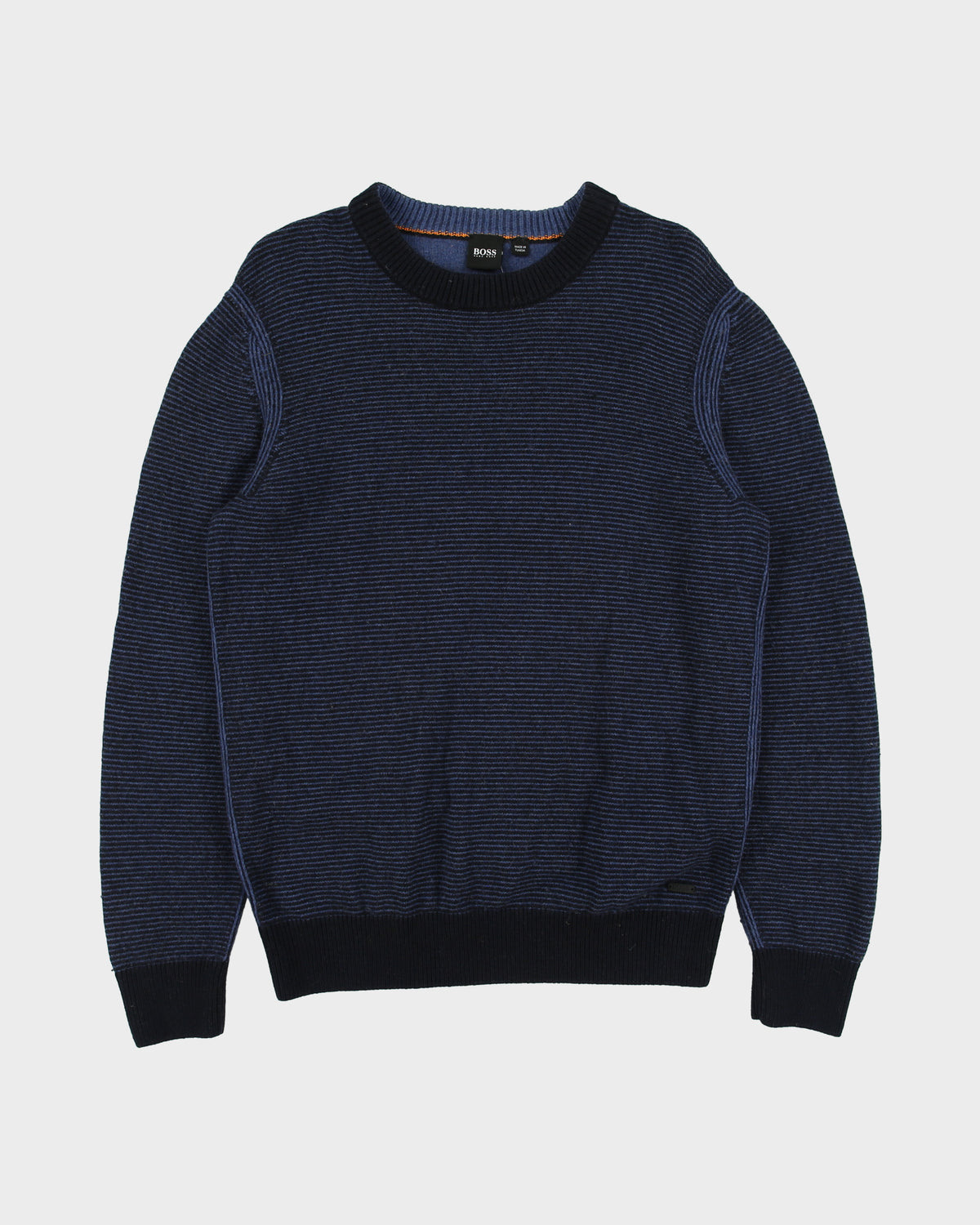 Vintage Hugo Boss Striped Wool Blend Komodoro Knit Crewneck Jumper - L