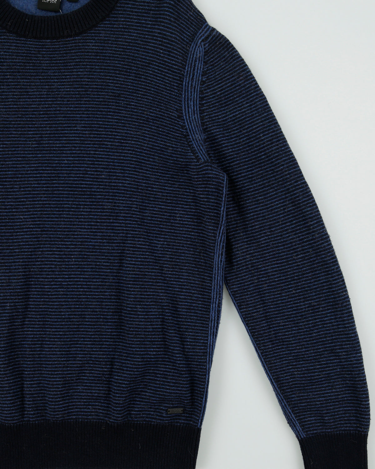 Vintage Hugo Boss Striped Wool Blend Komodoro Knit Crewneck Jumper - L
