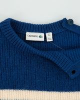 Vintage Lacoste Striped Wool Button Shoulder Chunky Crewneck Knit Jumper - L