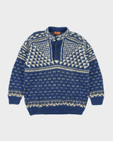 Vintage Namaste Handmade Quarter-Button Super Chunky Wool Jumper - L