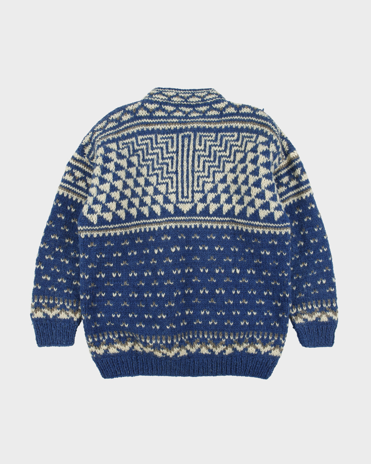 Vintage Namaste Handmade Quarter-Button Super Chunky Wool Jumper - L
