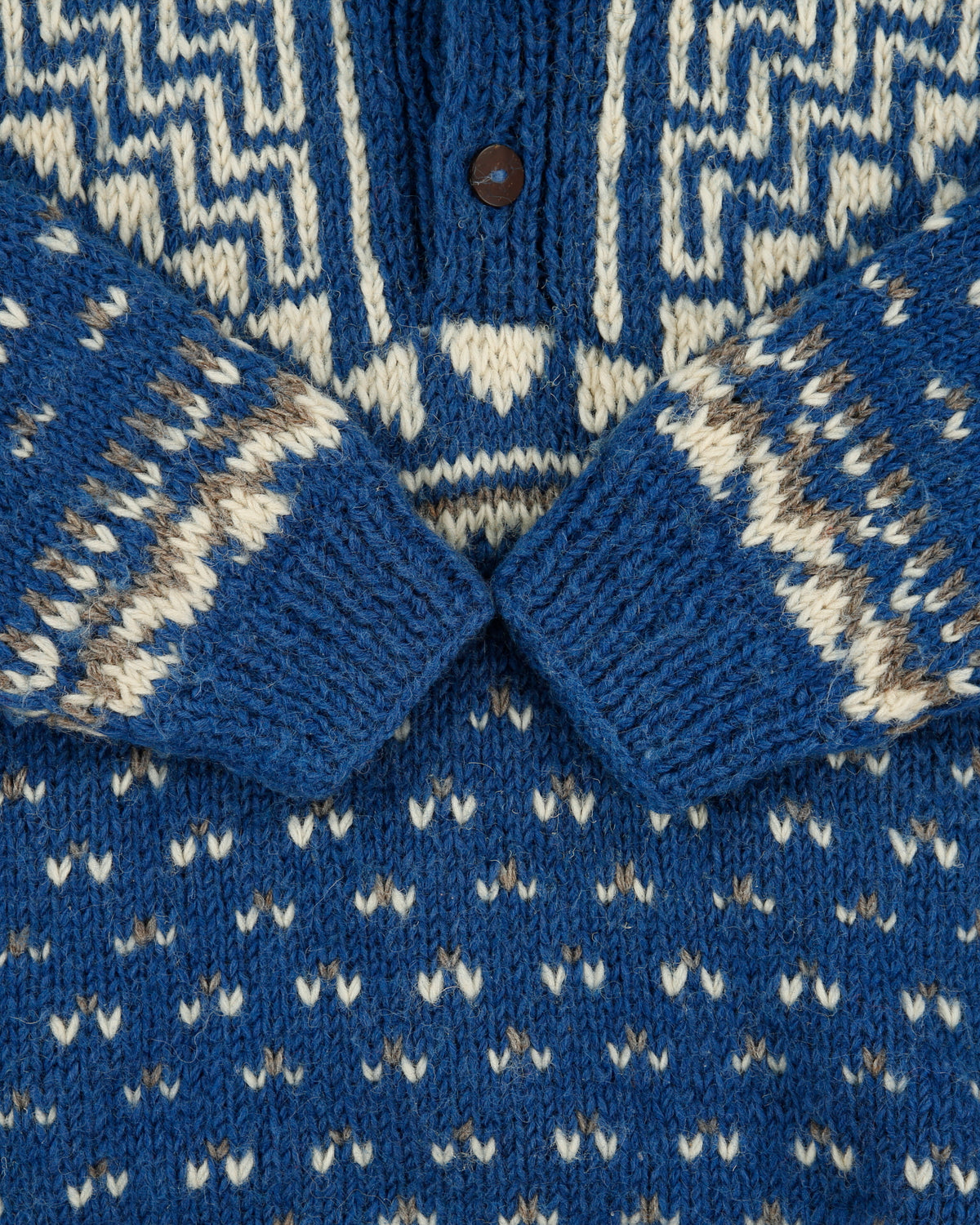 Vintage Namaste Handmade Quarter-Button Super Chunky Wool Jumper - L