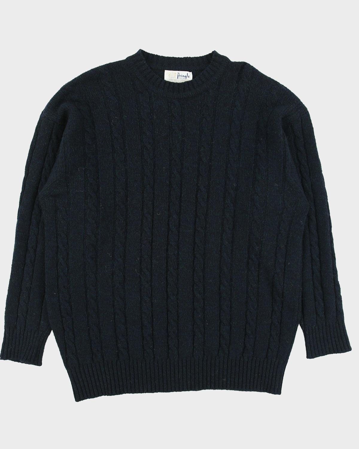 Vintage 1980s Pringle Wool Cable Knit Chunky Jumper - L
