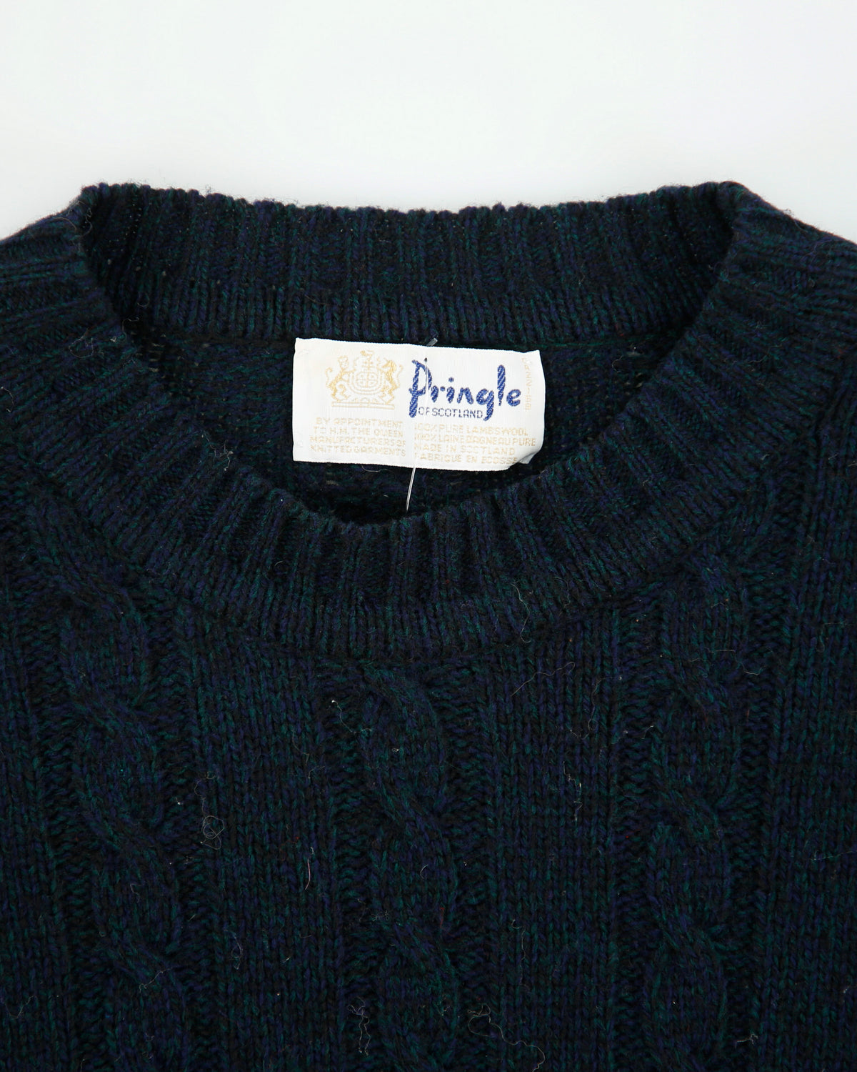 Vintage 1980s Pringle Wool Cable Knit Chunky Jumper - L