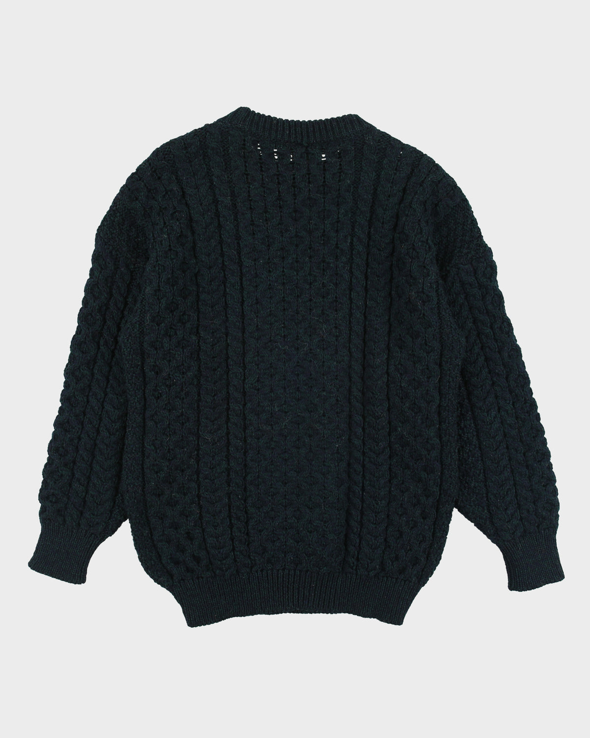 Vintage 1980s Aran Country Speckled Wool Chunky Cable Knit Made In Ireland Crewneck Jumper - M