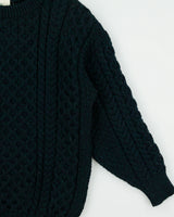 Vintage 1980s Aran Country Speckled Wool Chunky Cable Knit Made In Ireland Crewneck Jumper - M