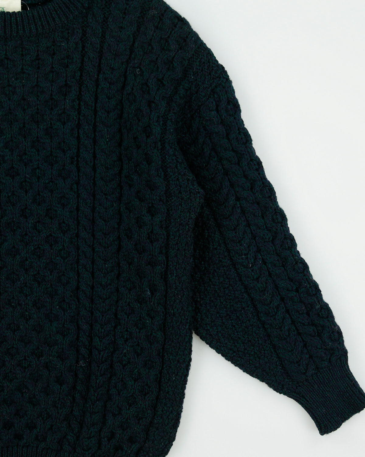 Vintage 1980s Aran Country Speckled Wool Chunky Cable Knit Made In Ireland Crewneck Jumper - M