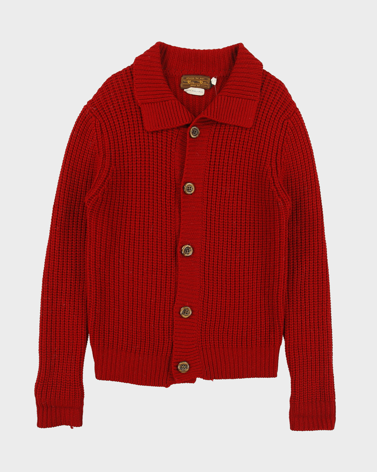 Vintage 1970s Hudson's Bay 'The Bay' Wool Knit Chunky Collared Cardigan - M