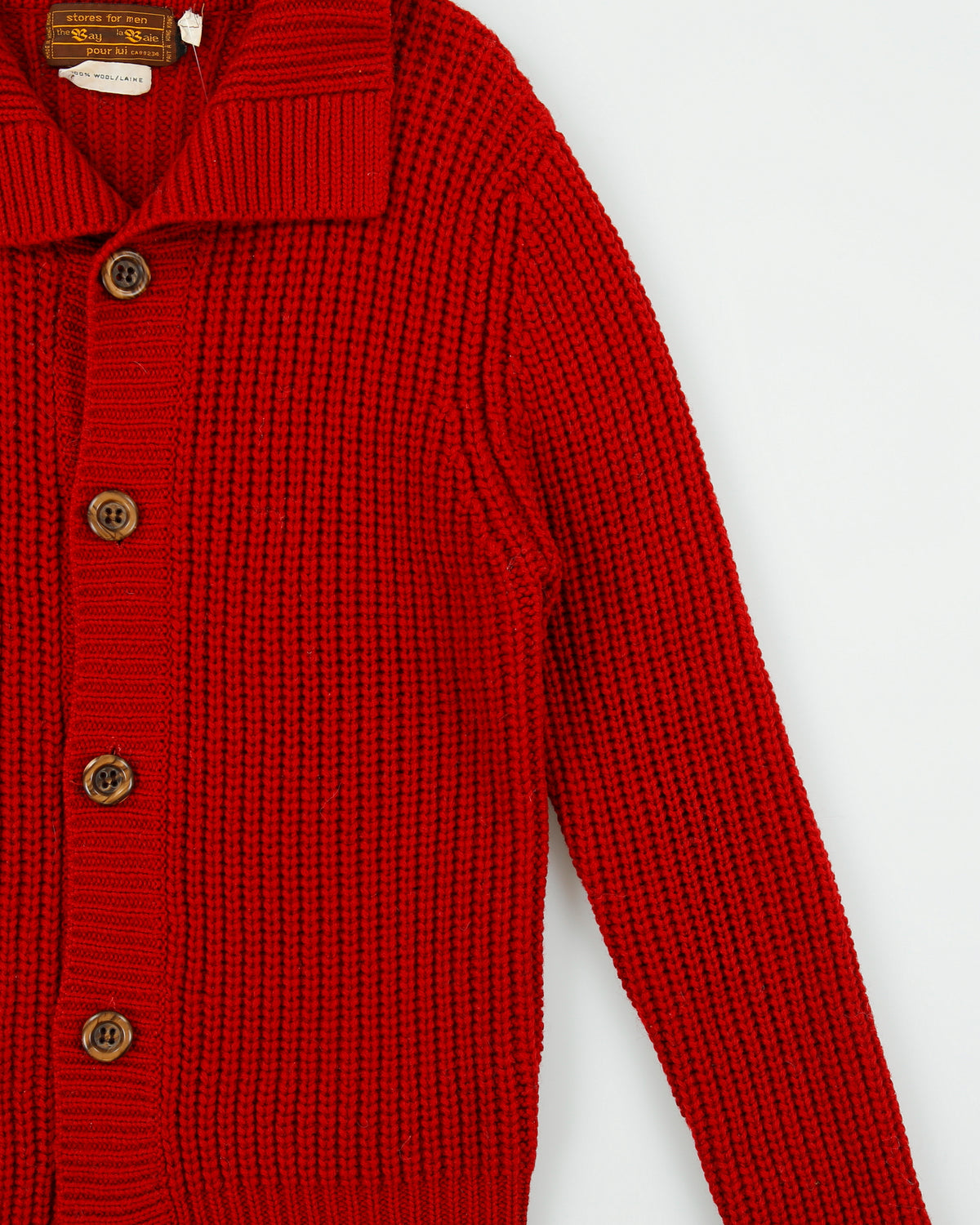 Vintage 1970s Hudson's Bay 'The Bay' Wool Knit Chunky Collared Cardigan - M