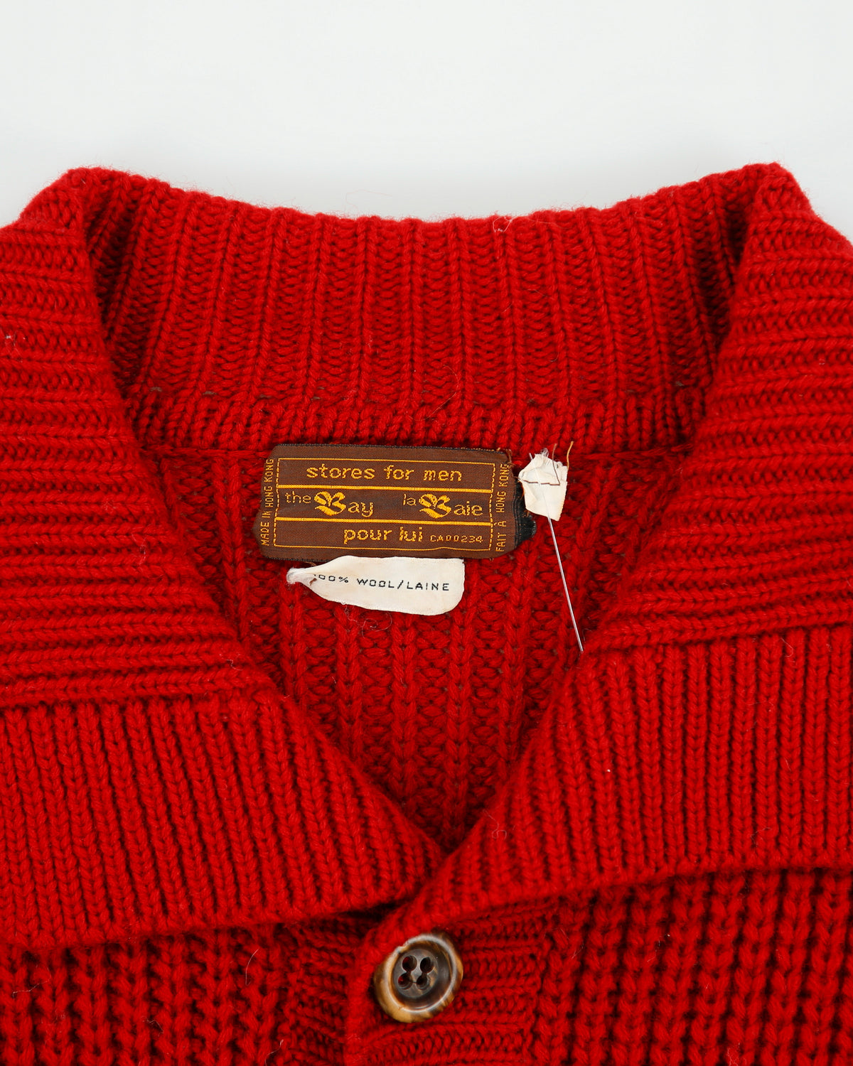 Vintage 1970s Hudson's Bay 'The Bay' Wool Knit Chunky Collared Cardigan - M
