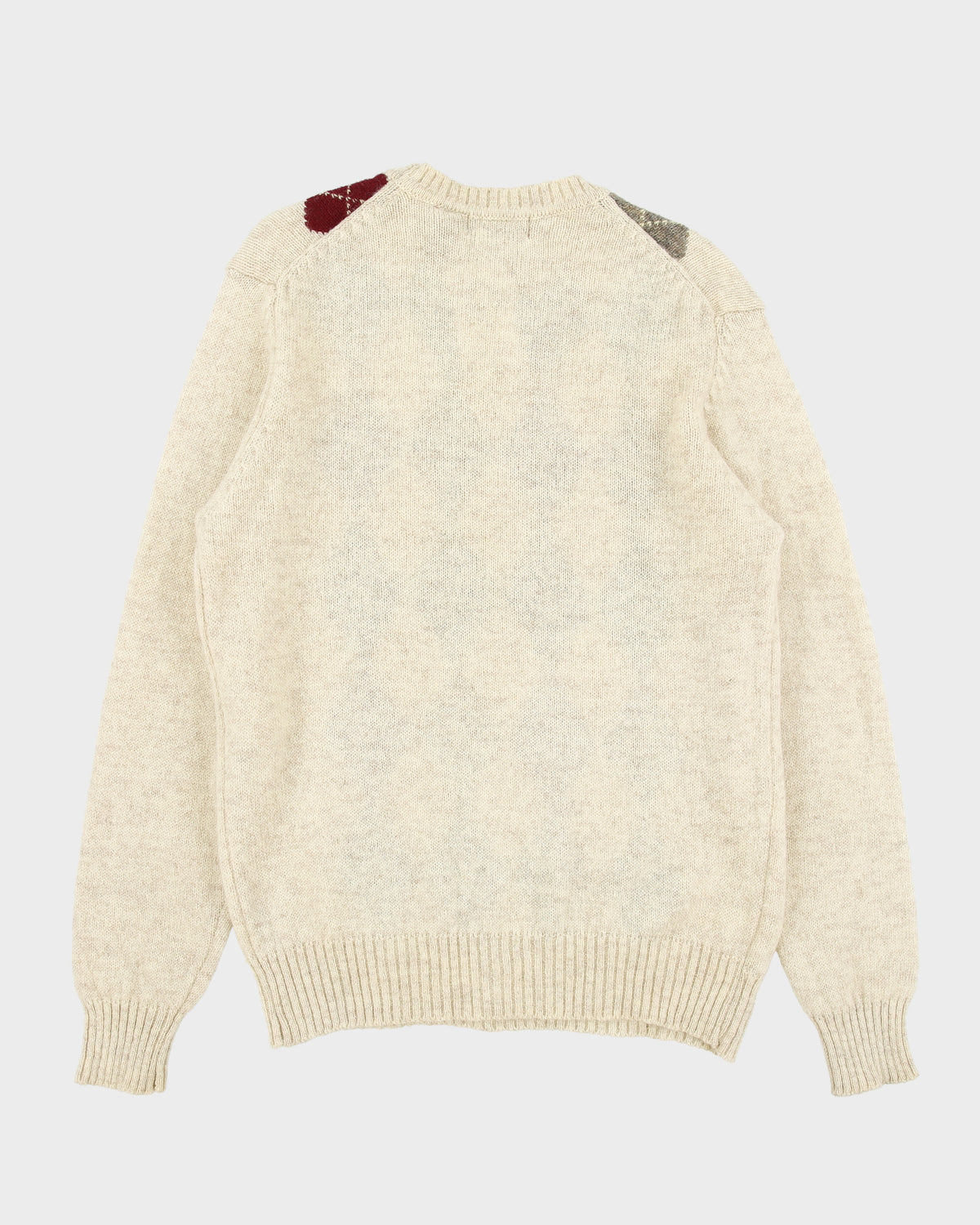 Vintage 1990s Hedgley Wool Argyle Knit Rib Crewneck Jumper - XL