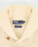 Vintage 1980s Polo Ralph Lauren Wool Hudson Bay Striped Chunky Rib Knit Shawl Neck Jumper - M