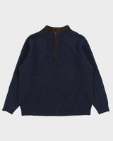 Vintage L.L. Bean Quarter-Zip Wool Ribbed Knit Jumper - L