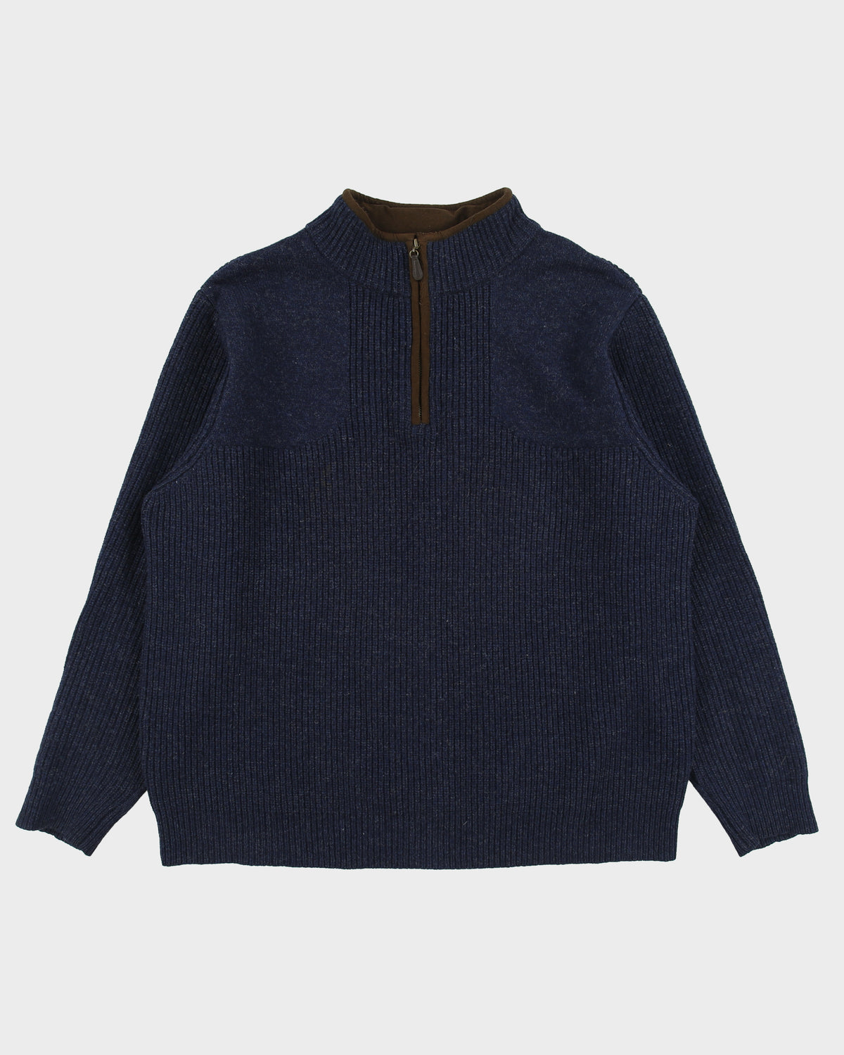 Vintage L.L. Bean Quarter-Zip Wool Ribbed Knit Jumper - L