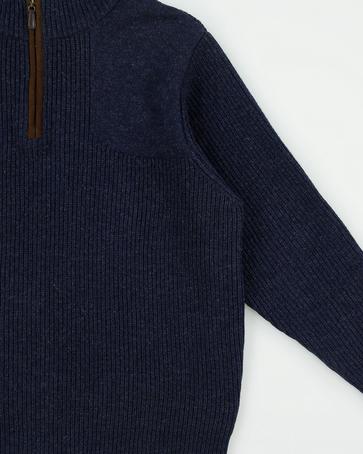 Vintage L.L. Bean Quarter-Zip Wool Ribbed Knit Jumper - L