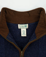 Vintage L.L. Bean Quarter-Zip Wool Ribbed Knit Jumper - L