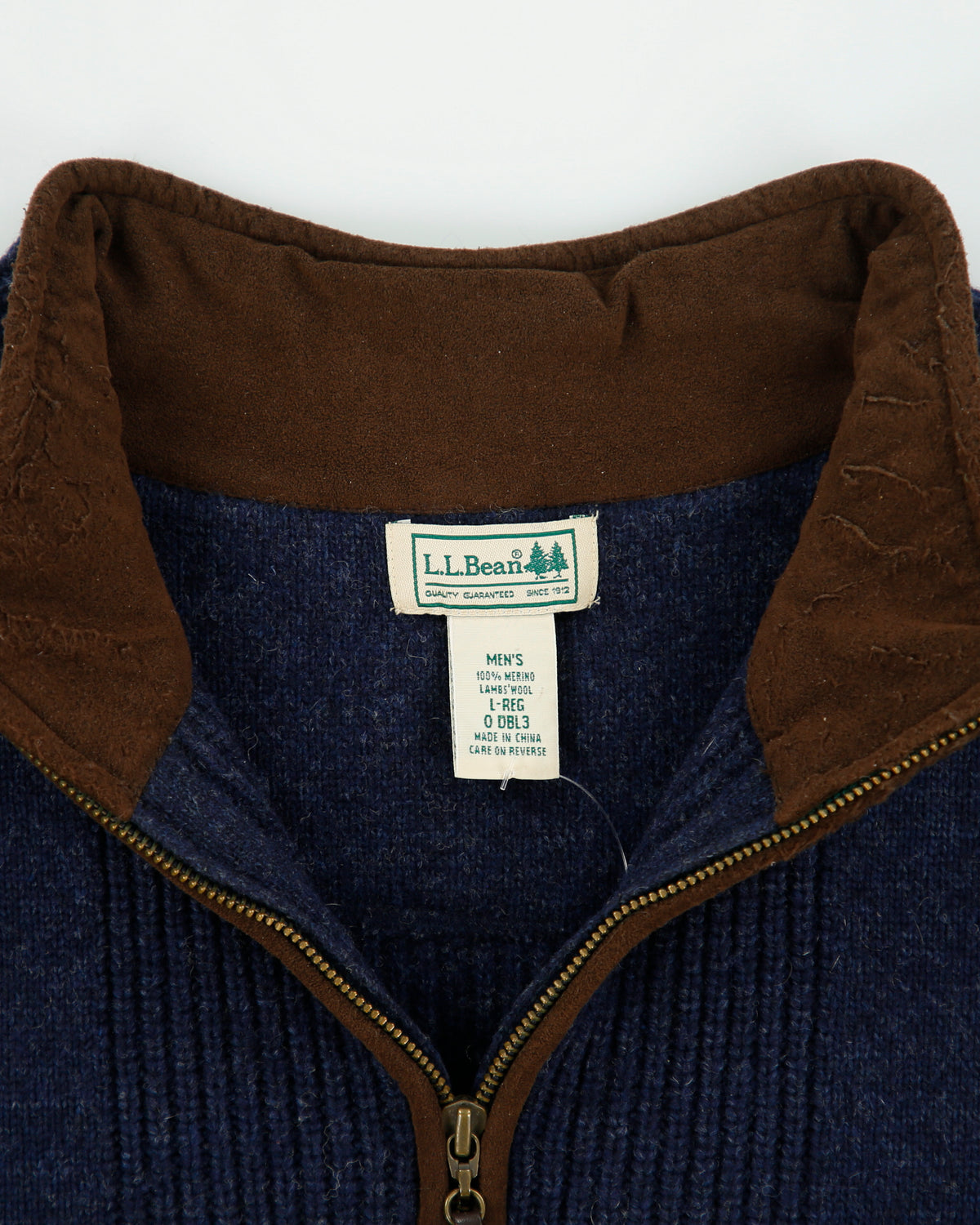 Vintage L.L. Bean Quarter-Zip Wool Ribbed Knit Jumper - L