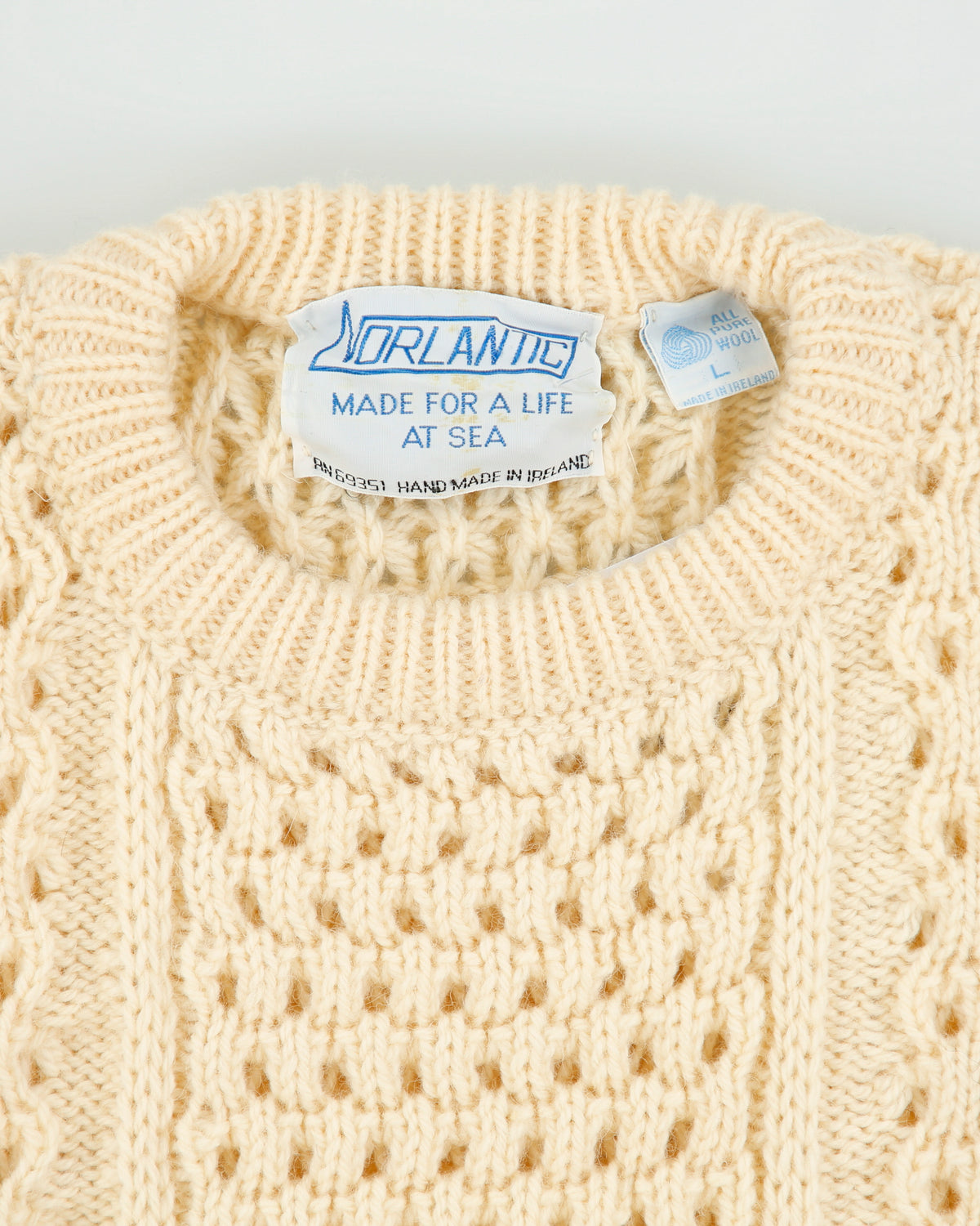 Vintage 1990s Norlantic Made In Ireland Heavyweight Chunky Wool Knit Jumper - L